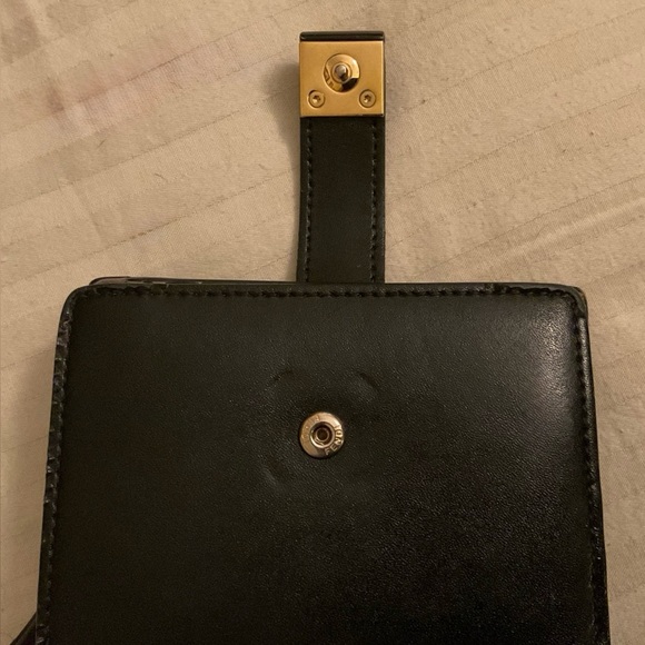 Fendi Black Leather Compact Wallet — Gold Pyramid Stud Closure - Picture 3 of 11